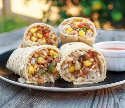 vegetarian bean and rice burrito
