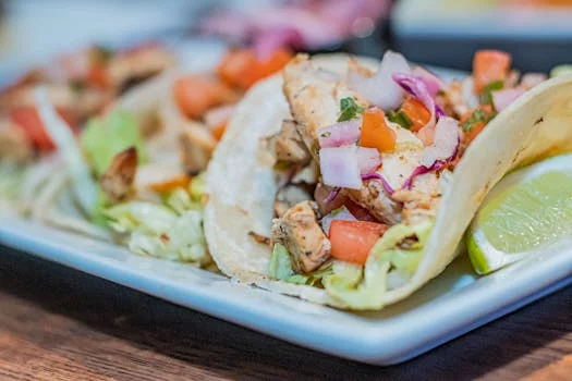 chicken tacos with fresh toppings